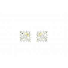 Women's Ear tops studs Earring white Gold Plated Zircon Stone square design